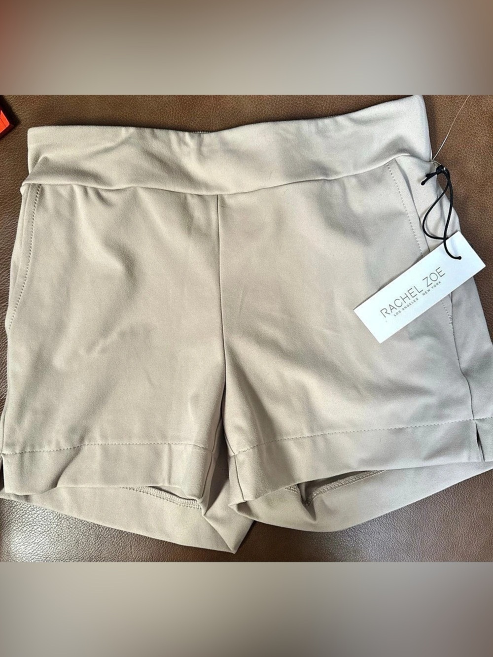 Rachel Zoe Mid-Rise Shorts Beige